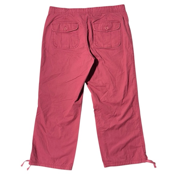 Old Navy Capri Pants Coral Twill Low Waist Vintage Crop Y2K 100% Cotton Sz 8 - Picture 2 of 8